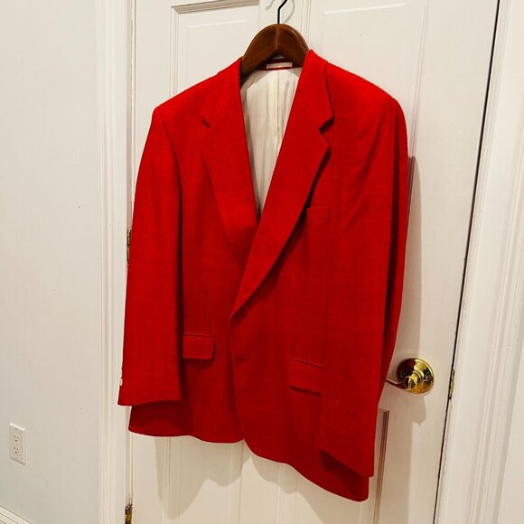 Alan Lebow for Hartz Mens Silk Woven Knit Buttoned RED Blazer Sport Coat Size 44 - Picture 4 of 16